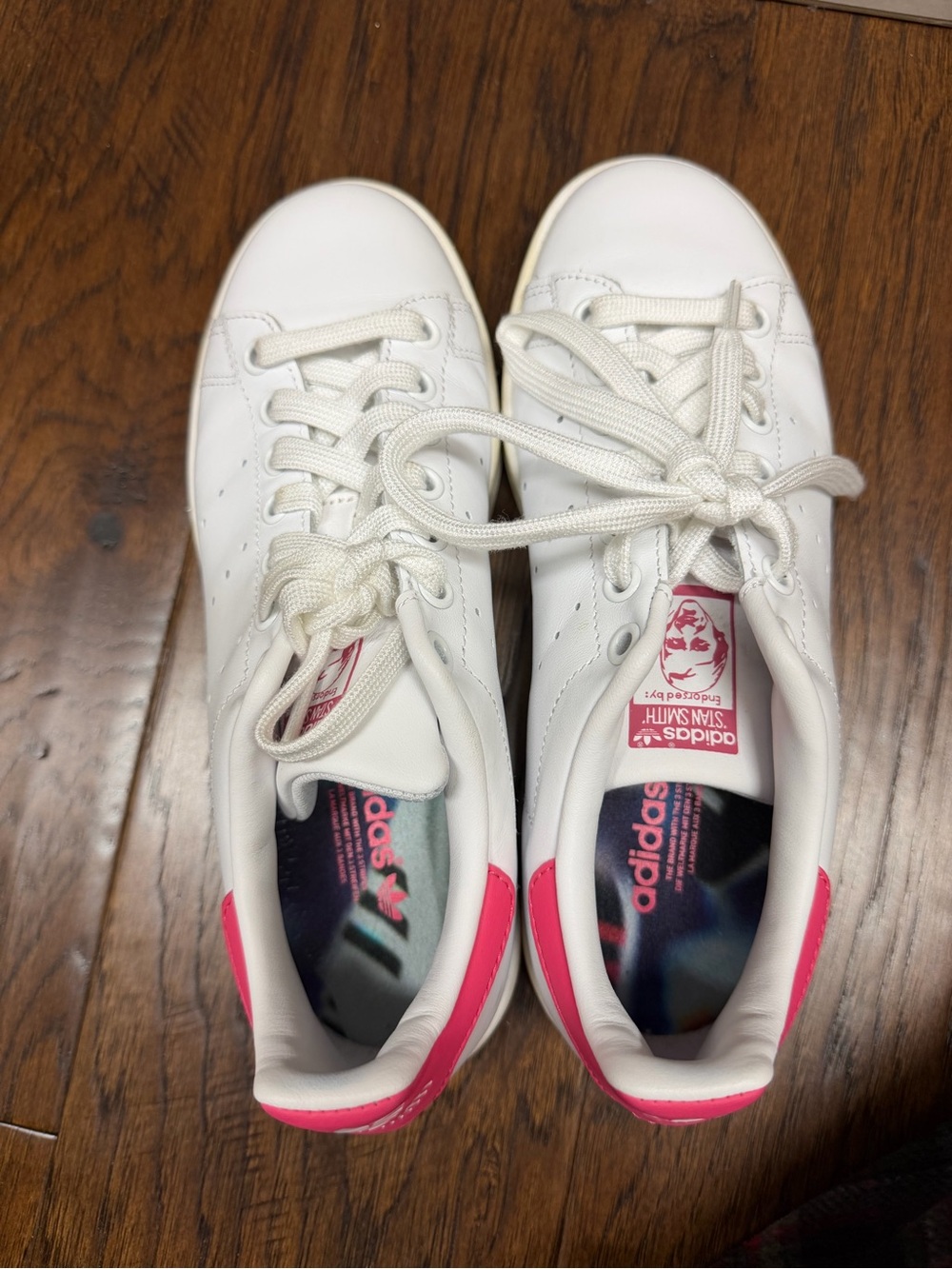 adidas White Sneakers with Pink Heel Accents